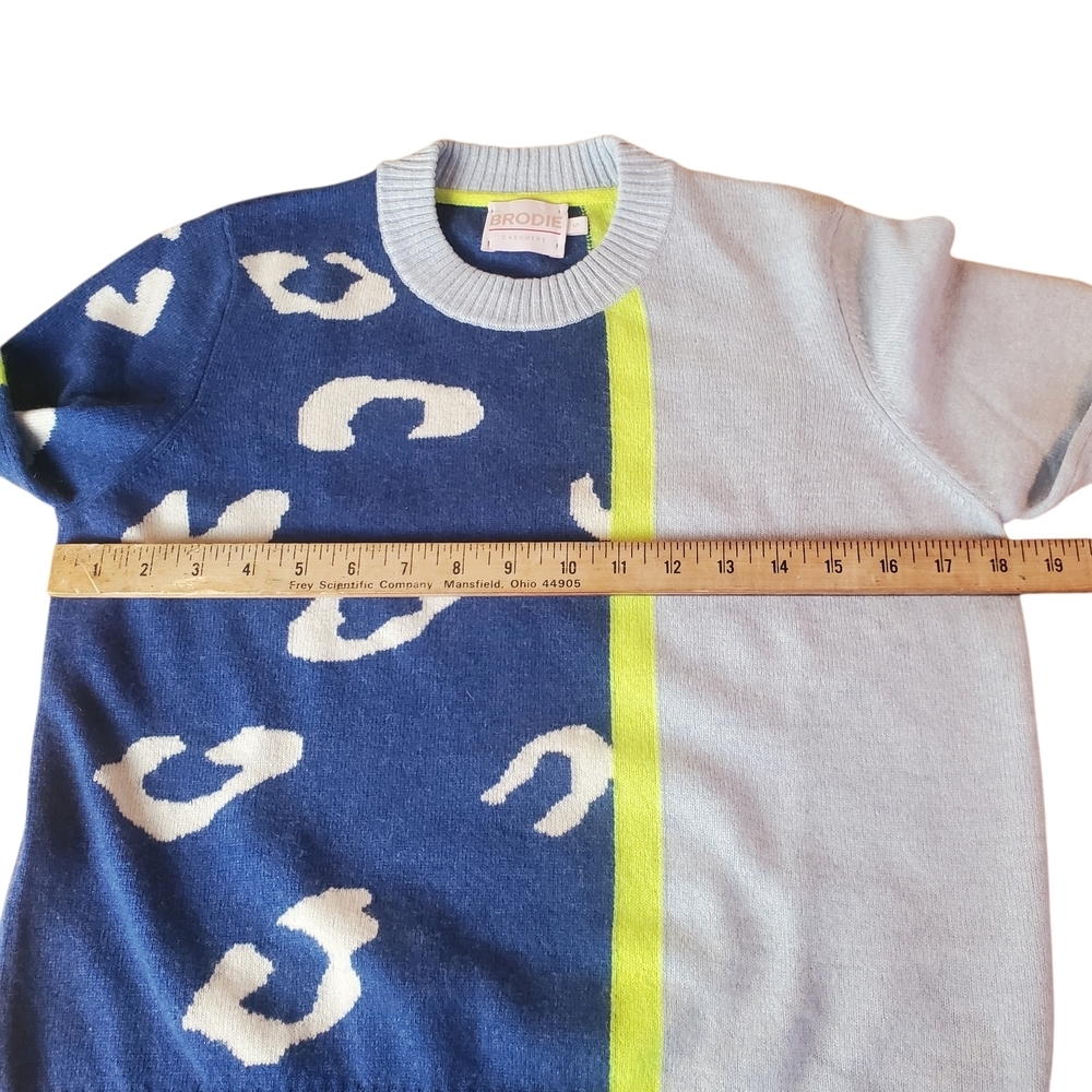 Brodie Cashmere "Wild Casi" Leopard Colorblock Sweater - 100% Cashmere. SM. #241 - Picture 7 of 10